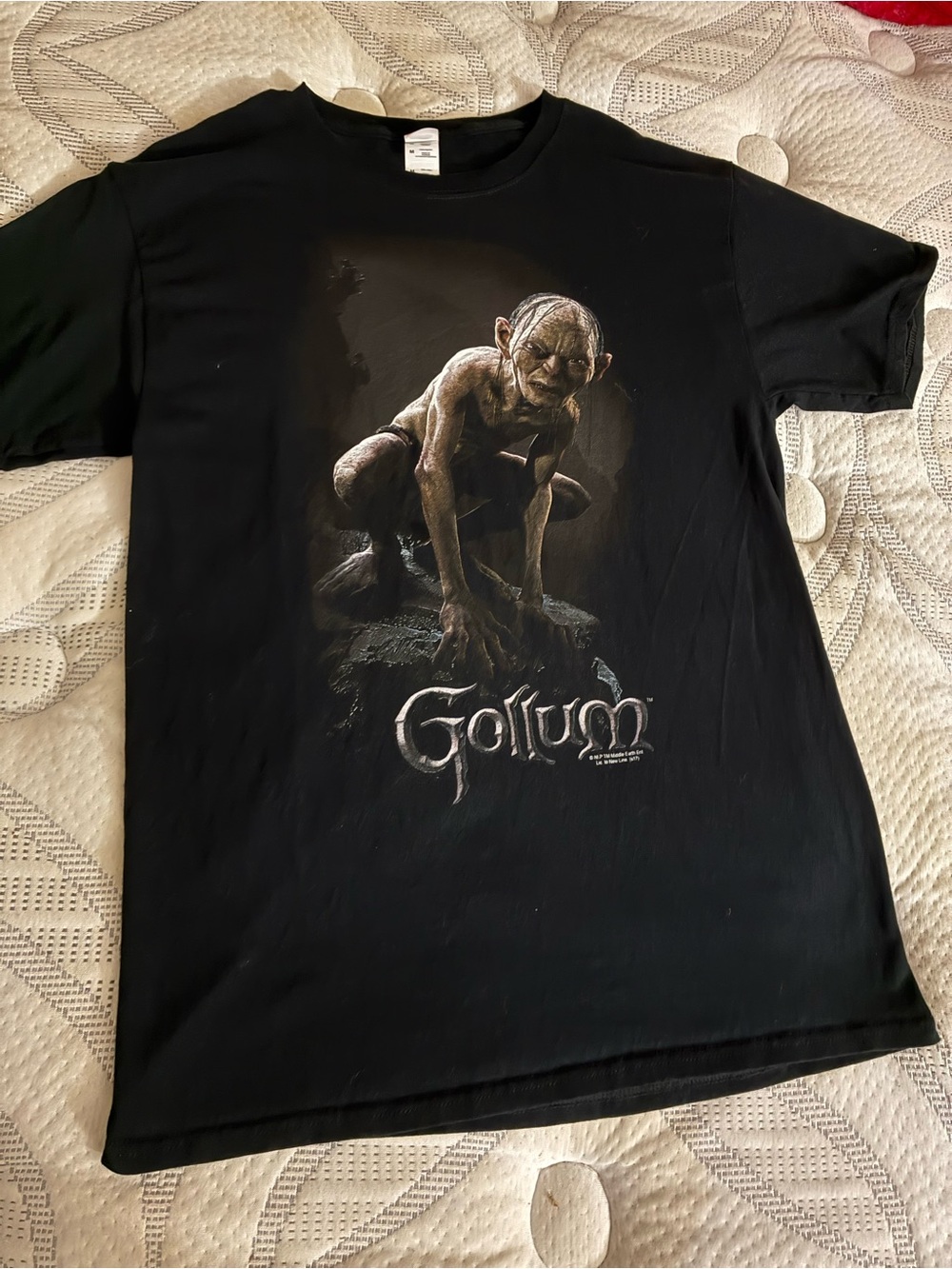 Gollum Lord Of The Rings Fruit Of The Loom Black T-shirt, Size Medium